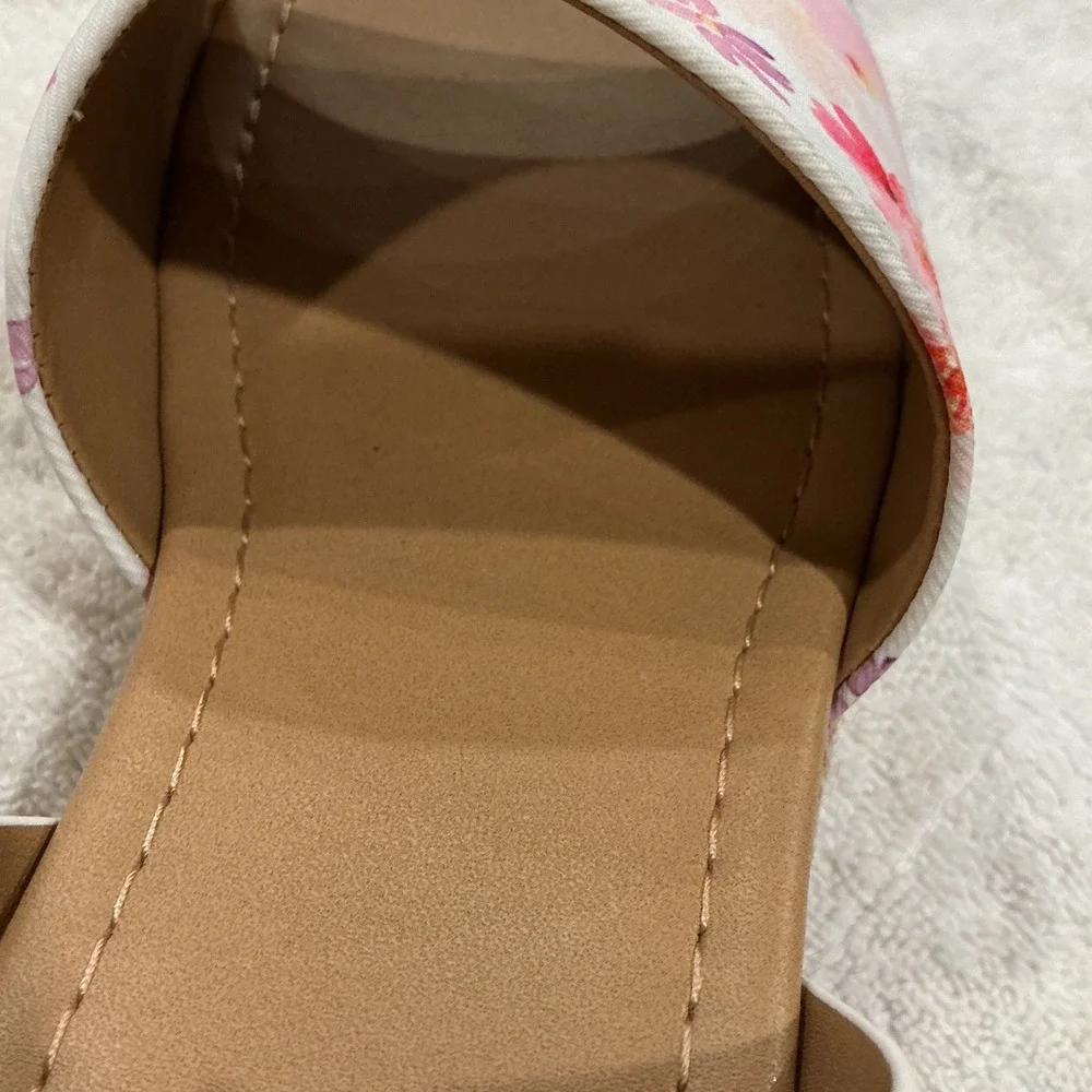 Soda Topic-S Womens Floral Espadrille Platform Wedge Sandals White Multi Size 7M